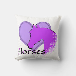 Cojín Decorativo Caballos de Corazón III (púrpura)