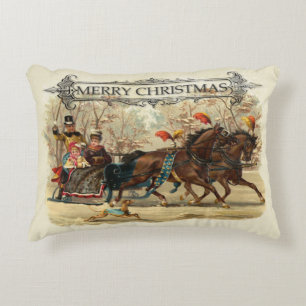 Cojín Decorativo Caballos de Navidad vintage diversión de vacacione