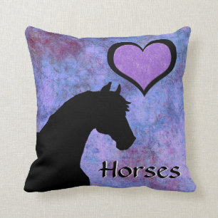 Cojín Decorativo Caballos del corazón (púrpuras/azul)