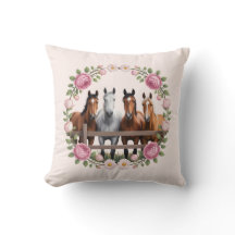 Caballos elegantes en arte de guirnalda floral
