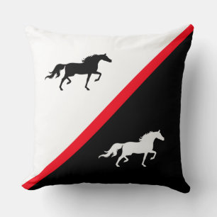 Cojín Decorativo Caballos elegantes en blanco y rojo negro