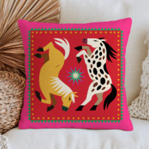 Caballos Estilizados sobre Rojo Moderno Audaz Maxi