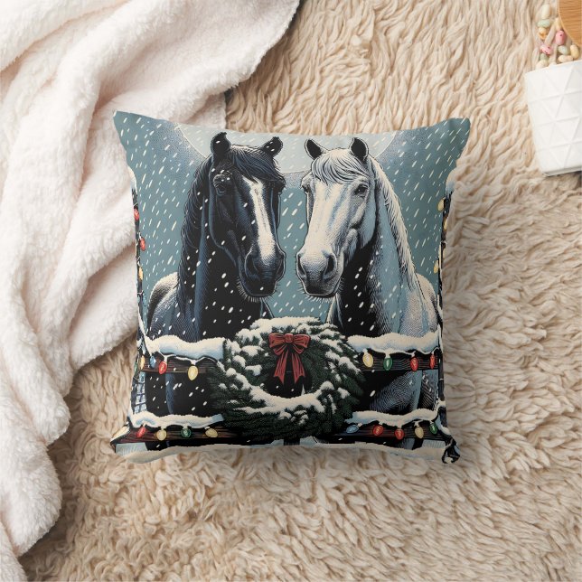 Cojín Decorativo Caballos festivos | Feliz Navidad (Manta)