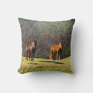Cojín Decorativo Caballos marrón oscuro y marrón claro