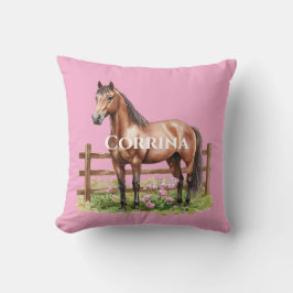 Cojín Decorativo Caballos marrones rosados