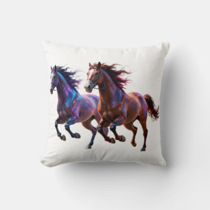 Cojín Decorativo Caballos místicos galácticos corriendo neon  Parej