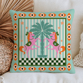 Cojín Decorativo Caballos Pony de Ojo Malo Dopamina Estética Verde