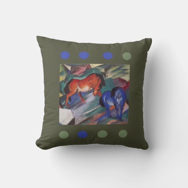 Cojín Decorativo Caballos rojos y azules Bebé (Anverso)