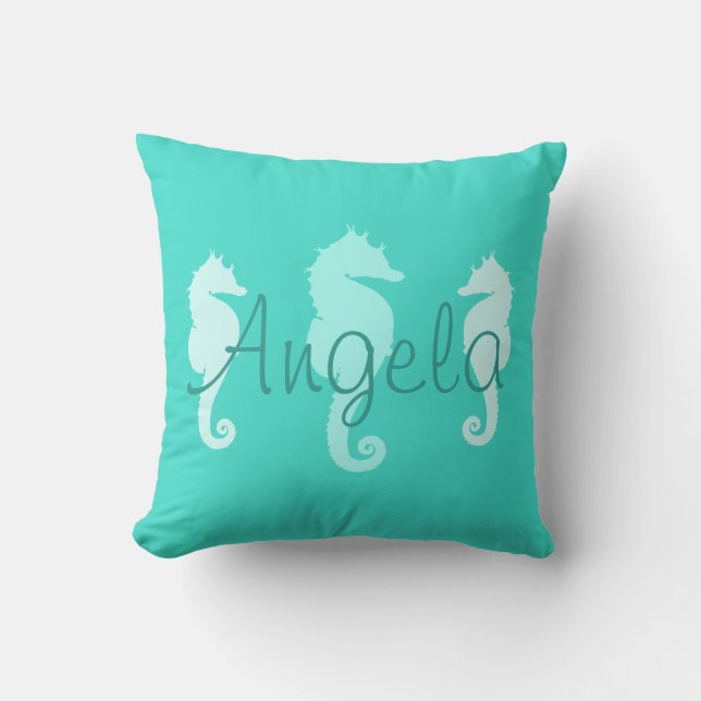 Cojín Decorativo Caballos turquesa personalizados (Anverso)