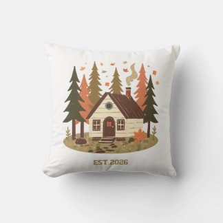 Cojín Decorativo Cabaña acogedora del bosque de otoño e invierno Pr