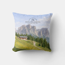 Cojín Decorativo Cabaña Alpina Dolomitas Paisaje Natural Acuarela