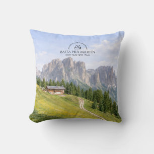 Cojín Decorativo Cabaña Alpina Dolomitas Paisaje Natural Acuarela
