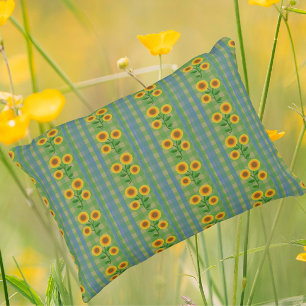 Cojín Decorativo Cabaña Campestre Azul Verde Amarillo Girasoles