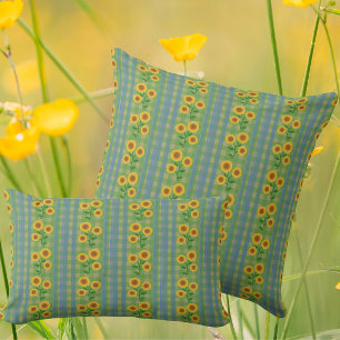 Cojín Decorativo Cabaña Campestre Azul Verde Amarillo Girasoles