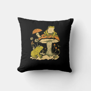 Cojín Decorativo Cabaña de hongos de rana Estética Cottagecore Gobl
