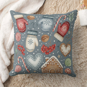 Cojín Decorativo Cabaña de Invierno - Mitones, Pan de Jengibre & Du