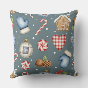 Cojín Decorativo Cabaña de Invierno - Mitones, Pan de Jengibre & Du