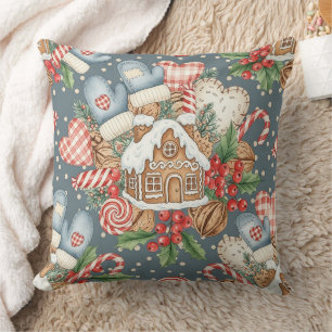 Cojín Decorativo Cabaña de pan de jengibre de invierno - Mitones