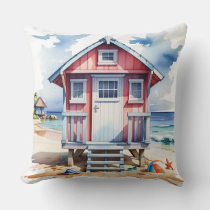 COJÍN DECORATIVO CABAÑA DE PLAYA VERANIEGA CON ACRÉLICA DE AGUA COL