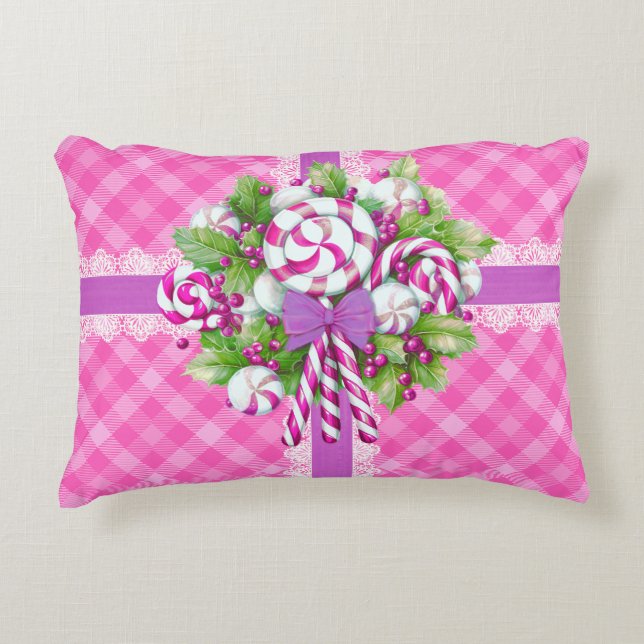 Cojín Decorativo Cabaña dulce rosa y morada (Anverso)