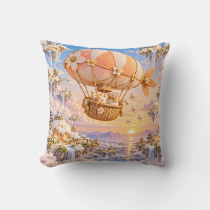 Cojín Decorativo Cabañas flotantes del dirigible de flor de melocot