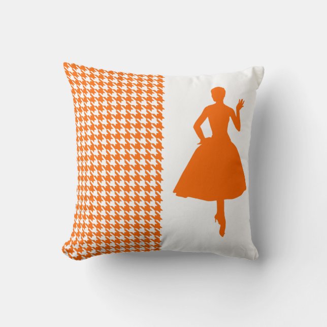 Cojín Decorativo Cabellera Tangerine Moderna con Silhouette (Anverso)