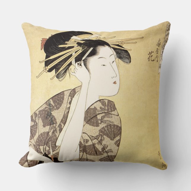 Cojín Decorativo Cabello de estilo japonés Geisha (Anverso)