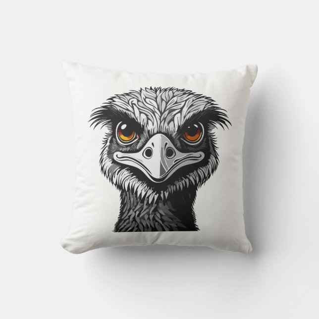 Cojín Decorativo Cabeza de ave emú (Anverso)