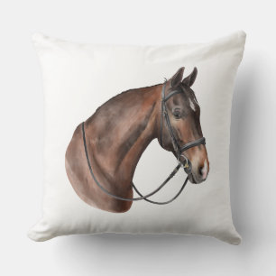 Cojín Decorativo Cabeza de caballo de la Bahía de las Acuarelas en 