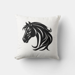 Cojín Decorativo Cabeza de caballo negro magnífico