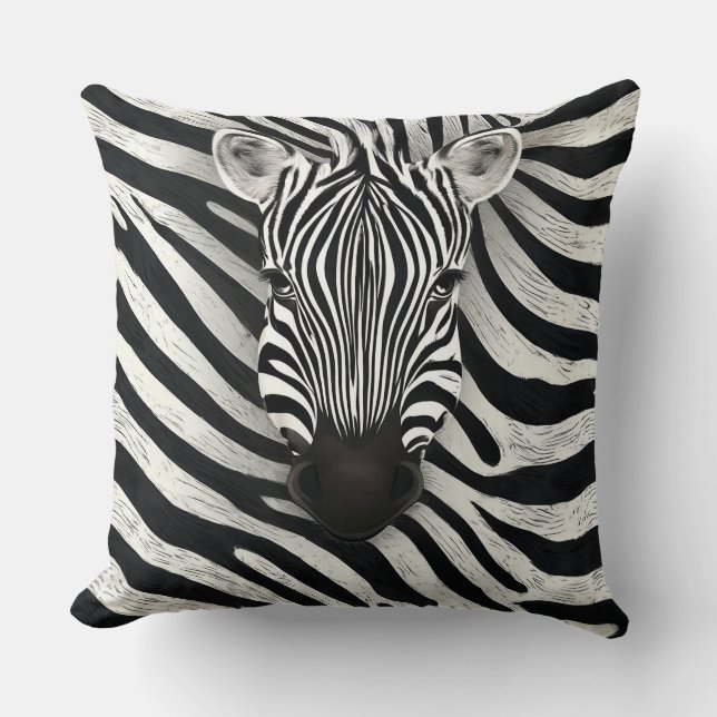 Cojín Decorativo Cabeza de cebra para decoración de sofá cama (Anverso)