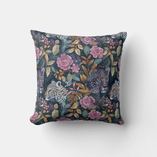 Cojín Decorativo Cabeza de leopardo rosado bonito (Anverso)