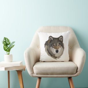 Cojín Decorativo Cabeza de Lobo Animal Gris Lobo Salvaje