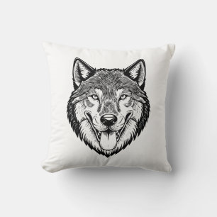 Cojín Decorativo Cabeza de lobo desde el frente