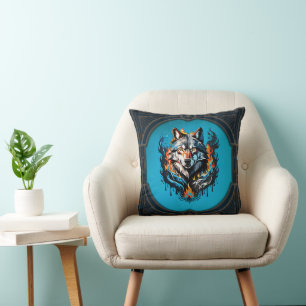 Cojín Decorativo Cabeza de lobo majestuoso