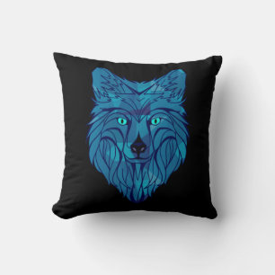 Cojín Decorativo Cabeza de Lobo Poli Azul