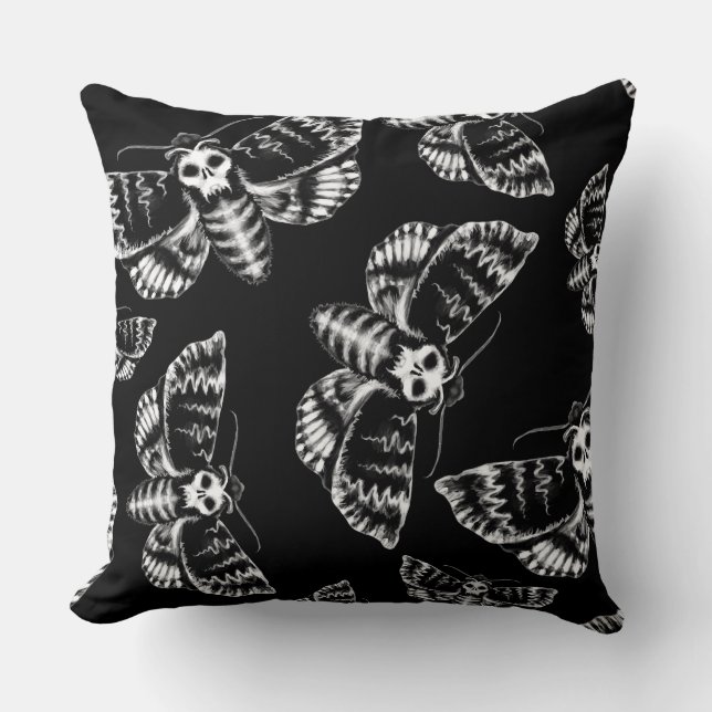 Cojín Decorativo Cabeza de muerte Hawkmoth Gothic (Anverso)