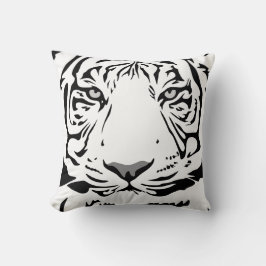 Cojín Decorativo Cabeza de tigre abstracta en blanco y negro