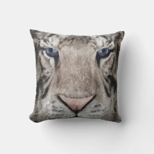 Cojín Decorativo Cabeza de Tigre Blanco Estética de Vida Silvestre