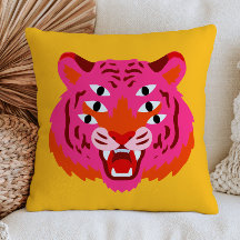 Cabeza de Tigre Rugiente Funky en Amarillo Maximal