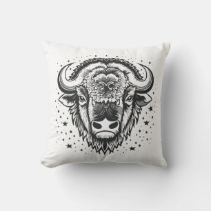 Cojín Decorativo Cabeza de un bisonte cornudo grande