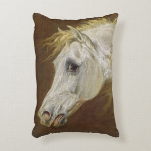 Cojín Decorativo Cabeza de un caballo árabe gris (aceite en lona e