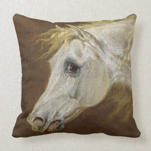 Cojín Decorativo Cabeza de un caballo árabe gris (aceite en lona e