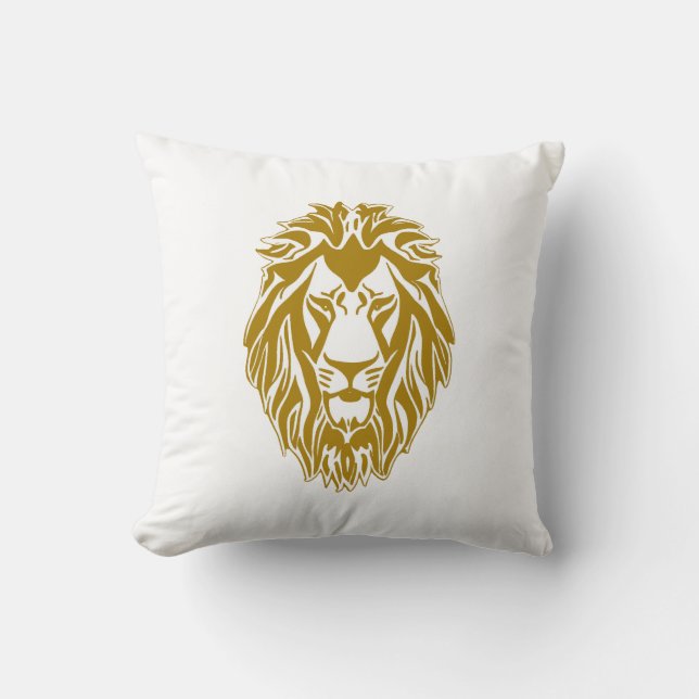 Cojín Decorativo Cabeza dorada de león triste (Anverso)