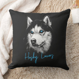 Cojín Decorativo Cabeza Retrato Siberian Husky Con Ojos Azules