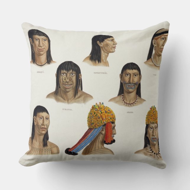 Cojín Decorativo Cabezas de indios suramericanos, de 'viajes (Anverso)
