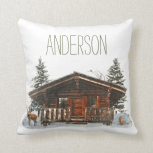 Cojín Decorativo Cabina de invierno con nombre