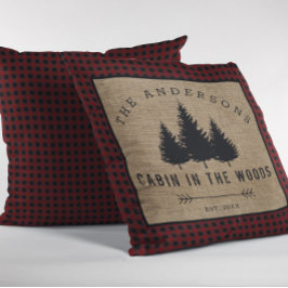 Cojín Decorativo Cabina de nombre de familia rústica en los bosques