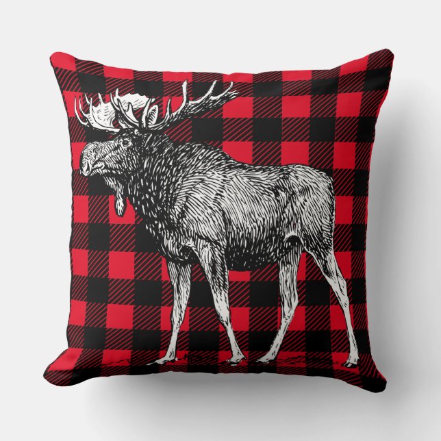 Cojín Decorativo Cabina Rustic Moose Red Buffalo Tapado (Anverso)
