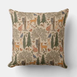Cojín Decorativo Cabincore Woodland Forest Animals